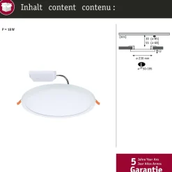 Upotettava LED-paneeli Paulmann VariFit Areo, Smart Home Zigbee 3.0, IP44, Ø23cm, 16W, säädettävä värilämpötila, valkoinen