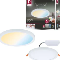 Upotettava LED-paneeli Paulmann VariFit Areo, Smart Home Zigbee 3.0, IP44, Ø17.5cm, 13W, säädettävä värilämpötila, mattakromi