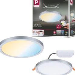 Upotettava LED-paneeli Paulmann VariFit Areo, Smart Home Zigbee 3.0, IP44, Ø17.5cm, 13W, säädettävä värilämpötila, mattakromi