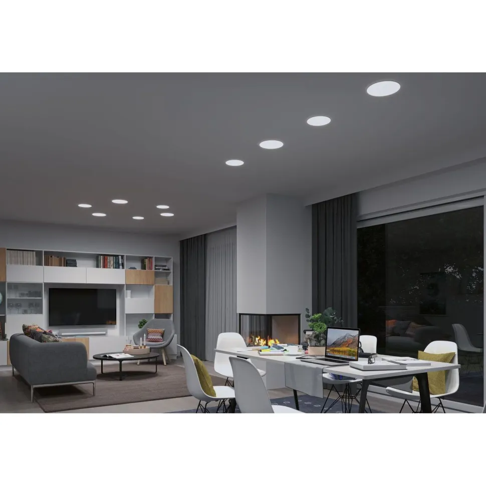 Upotettava LED-paneeli Paulmann Veluna, Smart Home Zigbee 3.0, IP44, Ø18.5cm, 14W, säädettävä värilämpötila, himmennettävä