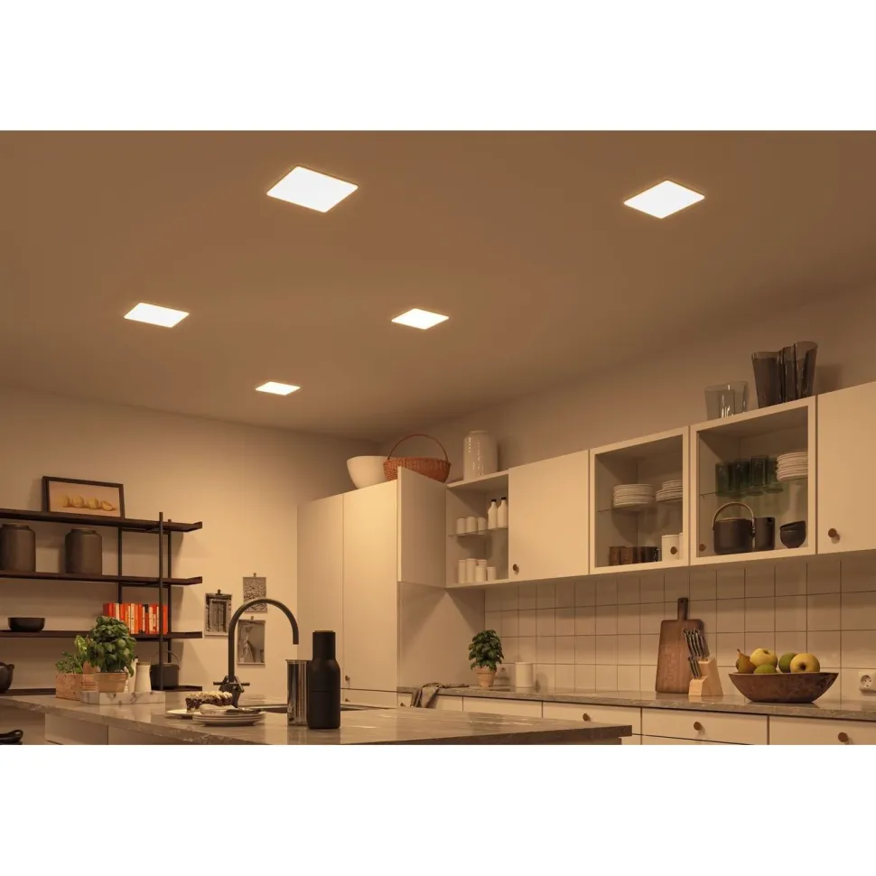 Upotettava LED-paneeli Paulmann Veluna, Smart Home Zigbee 3.0, IP44, 21.5x21.5cm, 17W, säädettävä värilämpötila, himmennettävä