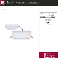 Upotettava LED-paneeli Paulmann VariFit Areo, IP44, 11.8x11.8cm, 6.5W, 3000K, valkoinen