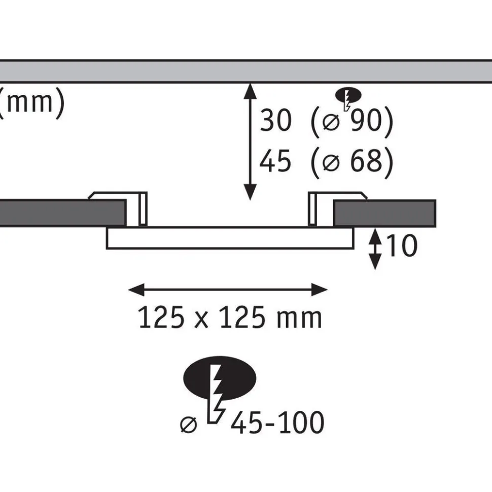 Upotettava LED-paneeli Paulmann Veluna, IP44, Ø12.5cm, 8.5W, 4000K, satiini