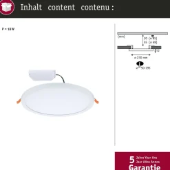 Upotettava LED-paneeli Paulmann VariFit Areo, IP44, Ø23cm, 16W, 3000K, himmennettävä, valkoinen