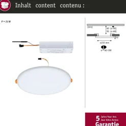 Upotettava LED-paneeli Paulmann Veluna, Smart Home Zigbee 3.0, IP44, Ø21.5cm, 17W, säädettävä värilämpötila, himmennettävä