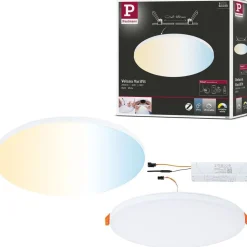 Upotettava LED-paneeli Paulmann Veluna Edge, Smart Home Zigbee 3.0, IP44, Ø20cm, 18W, säädettävä värilämpötila, valkoinen