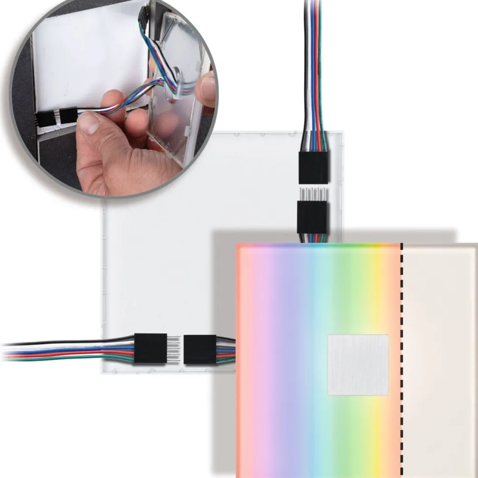 Upotettava LED-seinävalaisinsarja Paulmann LumiTiles, 5 valaisinta, Smart Home Zigbee 3.0, IP44, 10x10cm, RGBW+, himmennettävä, valkoinen