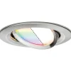 Upotettava LED-valaisin Paulmann Nova Plus Coin, Smart Home Zigbee 3.0, Ø84mm, RGBW+, himmennettävä, harjattu rauta
