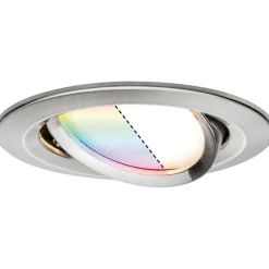 Upotettava LED-valaisin Paulmann Nova Plus Coin, Smart Home Zigbee 3.0, Ø84mm, RGBW+, himmennettävä, harjattu rauta
