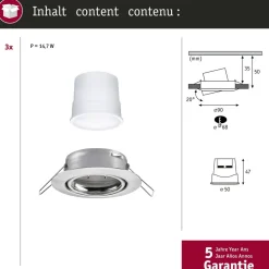 Upotettava LED-valaisin Paulmann Base Coin, 3kpl, Smart Home Zigbee 3.0, Ø90mm, himmennettävä, RGBW+, mattamusta
