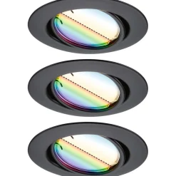 Upotettava LED-valaisin Paulmann Base Coin, 3kpl, Smart Home Zigbee 3.0, Ø90mm, himmennettävä, RGBW+, mattamusta