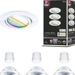 Upotettava LED-valaisin Paulmann Base Coin, 3kpl, Smart Home Zigbee 3.0, Ø90mm, himmennettävä, RGBW+, mattamusta