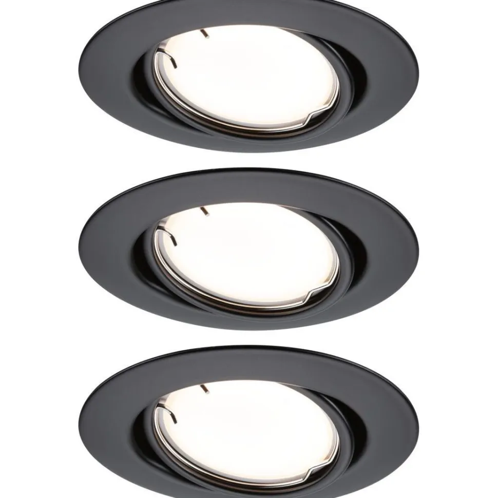 Upotettava LED-valaisin Paulmann Base Coin, 3kpl, Smart Home Zigbee 3.0, Ø90mm, himmennettävä, 3000K, mattamusta