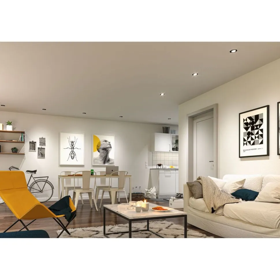Upotettava LED-valaisin Paulmann Base Coin, 3kpl, Smart Home Zigbee 3.0, Ø90mm, himmennettävä, 3000K, mattamusta