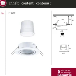 Upotettava LED-valaisin Paulmann Base Coin, 3kpl, Smart Home Zigbee 3.0, Ø90mm, himmennettävä, 3000K, mattamusta