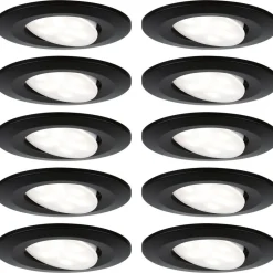 Upotettava LED-valaisin Paulmann Calla, 10kpl, IP65, Ø90mm, 6W, 500lm, 4000K, mattamusta