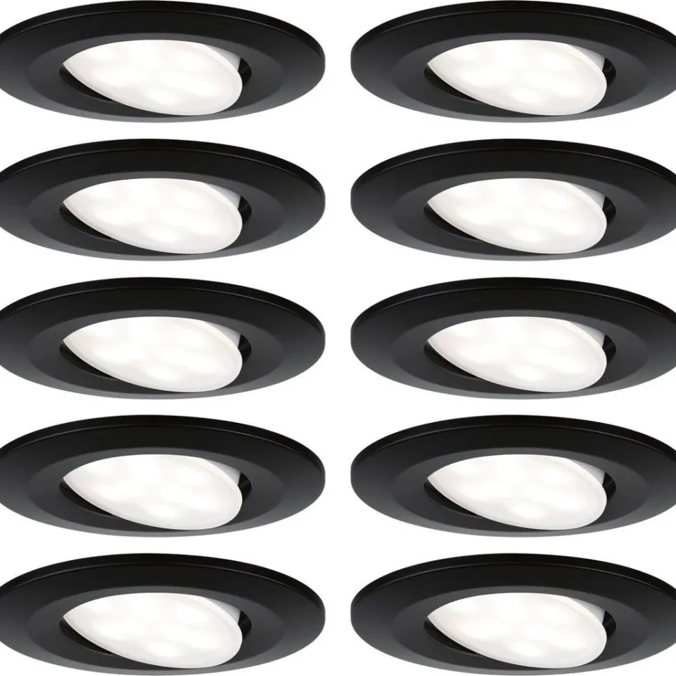 Upotettava LED-valaisin Paulmann Calla, 10kpl, IP65, Ø90mm, 6W, 500lm, 4000K, mattamusta