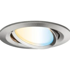 Upotettava LED-valaisin Paulmann Nova Plus Coin, Smart Home Zigbee 3.0, Ø84mm, säädettävä värilämpötila, himmennettävä, harjattu rauta