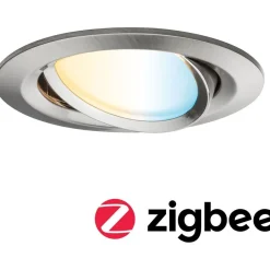 Upotettava LED-valaisin Paulmann Nova Plus Coin, Smart Home Zigbee 3.0, Ø84mm, säädettävä värilämpötila, himmennettävä, harjattu rauta