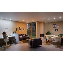 Upotettava LED-valaisin Paulmann Nova Plus Coin, Smart Home Zigbee 3.0, Ø84mm, säädettävä värilämpötila, himmennettävä, harjattu rauta