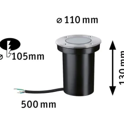 Upotettava terassivalaisin Paulmann Floor, IP65, 11cm, 230V,rst