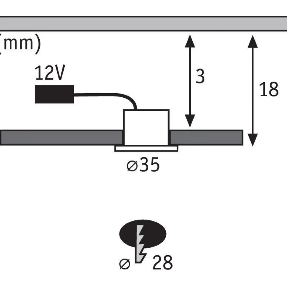 Upotettava LED-kalustevalaisin Paulmann Micro Line Mini, 5kpl, Ø35mm, 0.4W, 20lm, 2700K, harjattu rauta