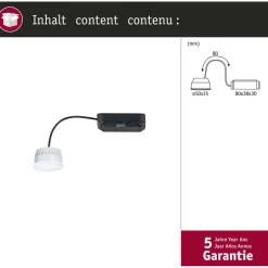 Upotettava LED-moduuli Paulmann Coin, 50mm, 6W, 530lm, 230V, himmennettävä, 2200-6500K, satiini