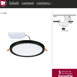 Upotettava LED-paneeli Paulmann VariFit Areo, IP44, Ø175mm, 13W, 3000K, musta