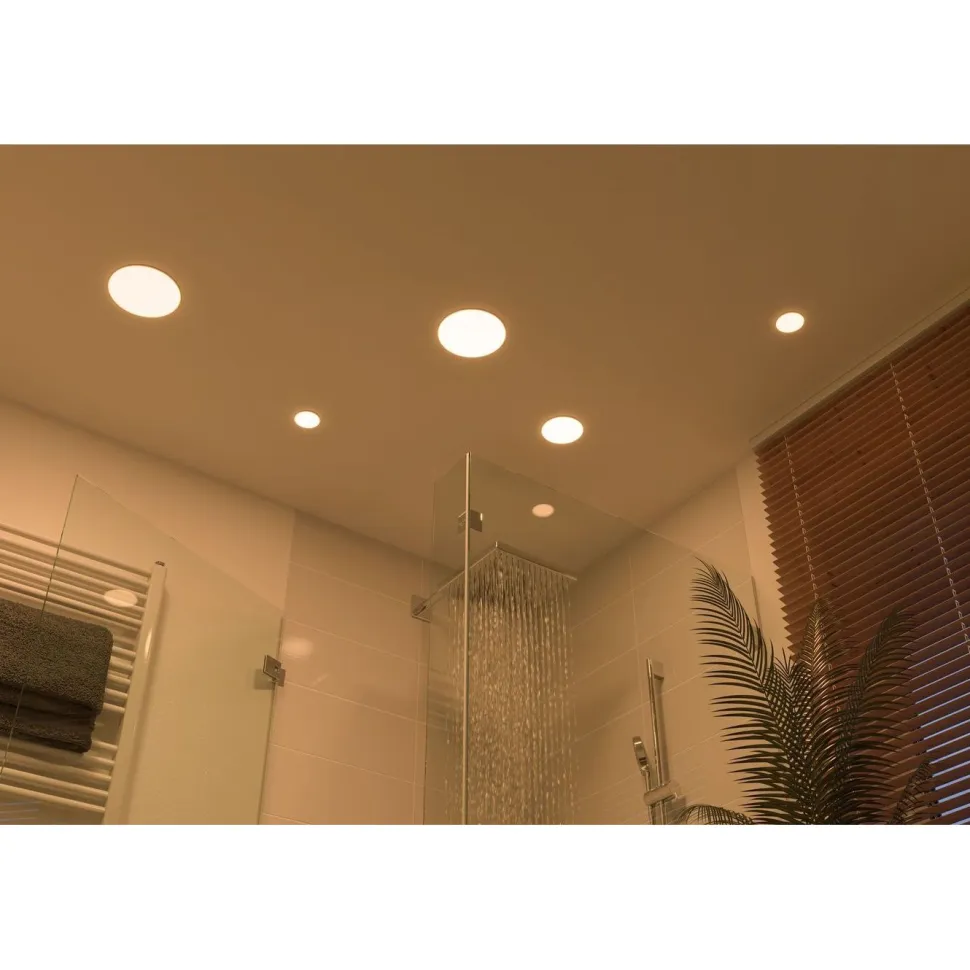 Upotettava LED-paneeli Paulmann Veluna, IP44, Ø18.5cm, 17W, 3000K, satiini