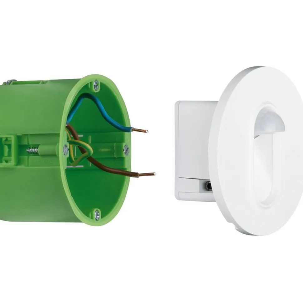 Upotettava LED-seinävalaisin liike- ja hämärätunnistimella Paulmann, Ø78mm, 2.7W, 65lm, 2700K, valkoinen