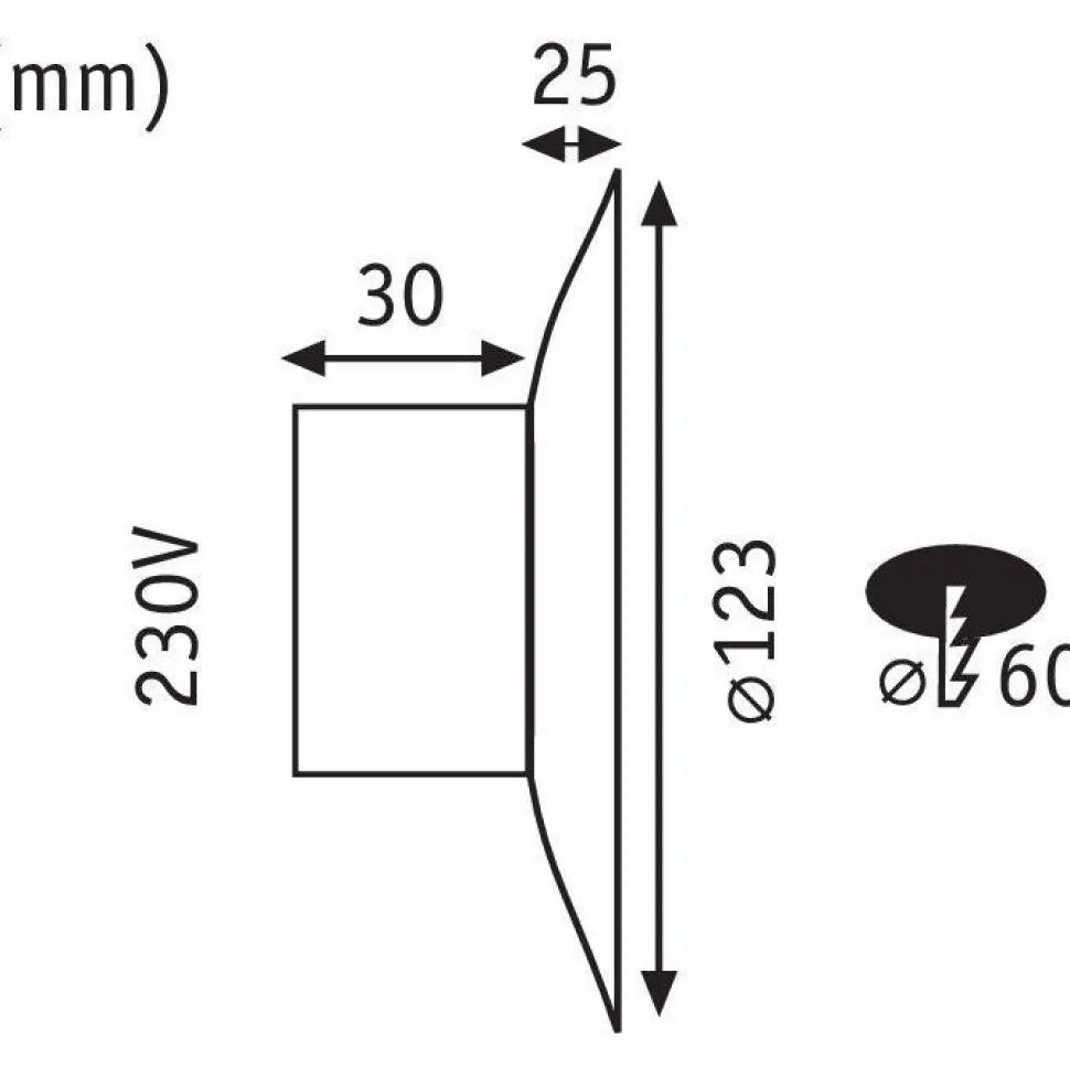 Upotettava LED-seinävalaisin Paulmann Neordic, Ø123mm, 2W, 30lm, 2700K, mattavalkoinen