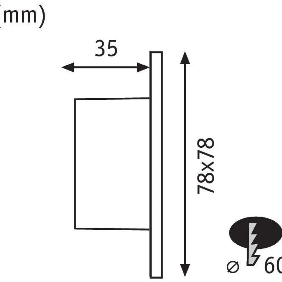 Upotettava LED-seinävalaisin Paulmann, 78x35mm, 1.7W, 65lm, 2700K, valkoinen