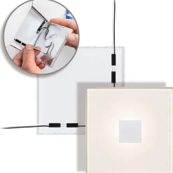 Upotettava LED-seinävalaisinsarja Paulmann LumiTiles, 2 valaisinta, IP44, 10x10cm, 2700K, himmennettävä, valkoinen