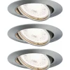 Upotettava LED-valaisin Paulmann Base Coin, 3kpl, Ø90mm, GU10, 5W, 350lm, 3000K, himmennettävä, harjattu rauta