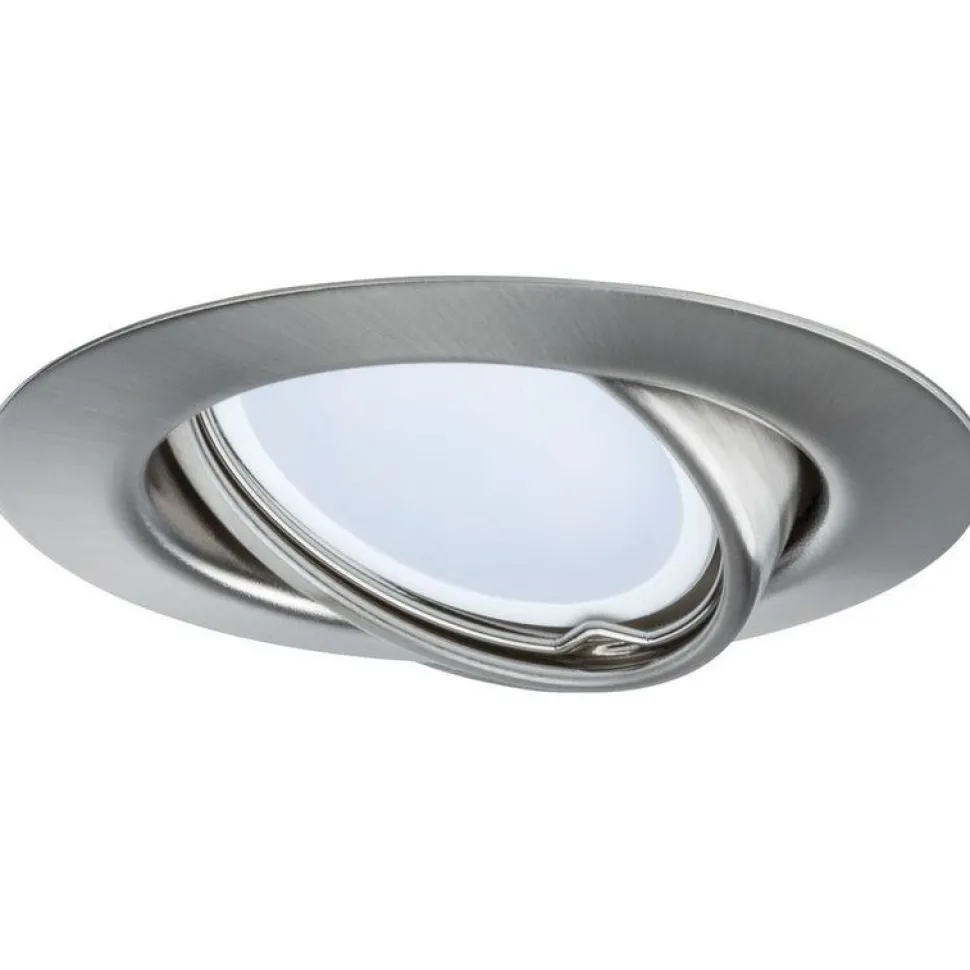 Upotettava LED-valaisin Paulmann Base Coin, 3kpl, Ø90mm, 5W, 370lm, 3000K, himmennettävä, harjattu rauta