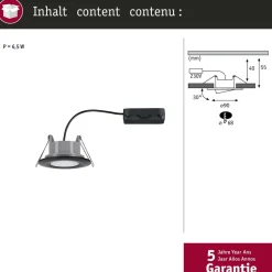 Upotettava LED-valaisin Paulmann Calla, IP65, Ø90mm, 6W, 500lm, 4000K, mattamusta