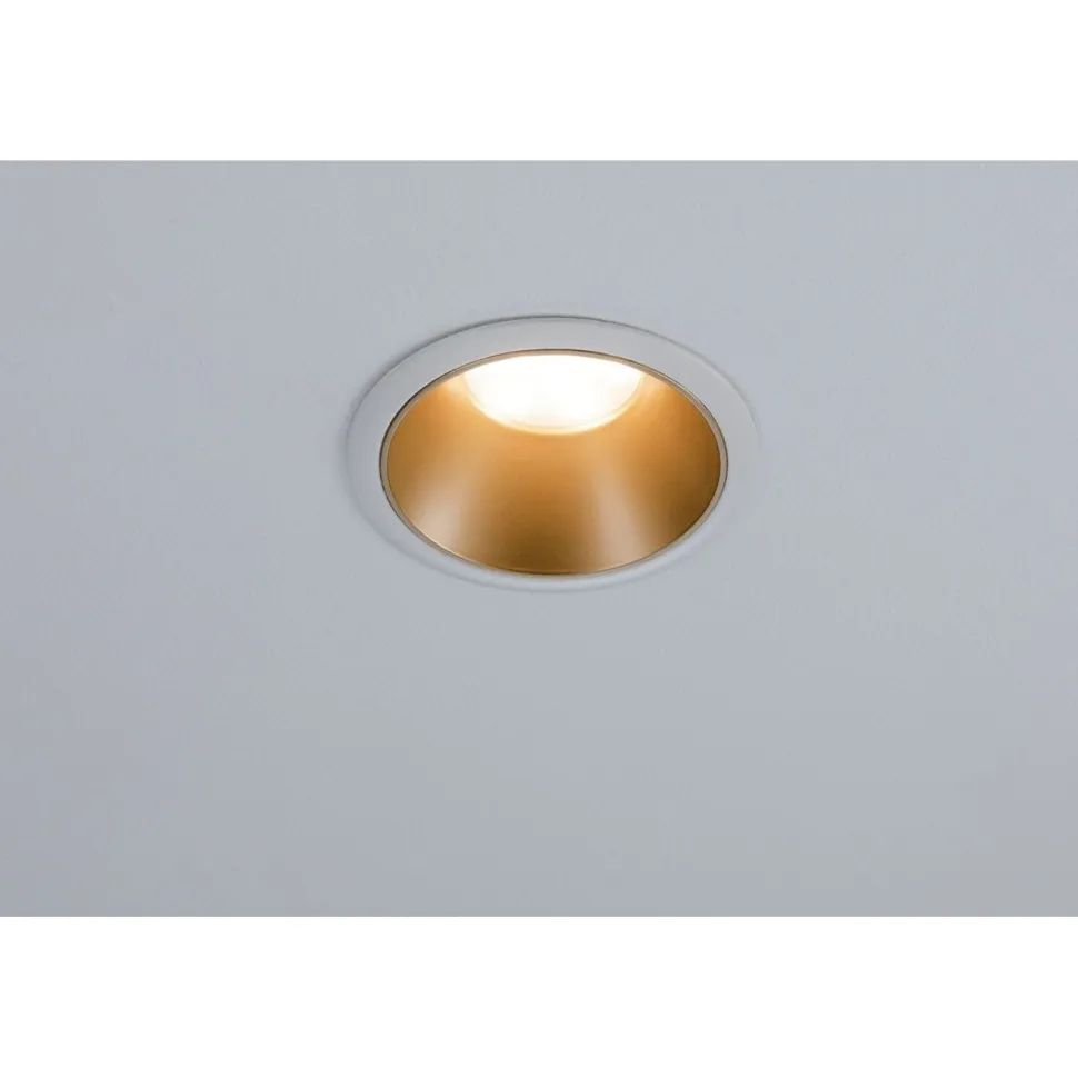 Upotettava LED-valaisin Paulmann Cole Coin, IP44, Ø88mm, 6W, 470lm, 2700K, himmennettävä, valkoinen/kulta
