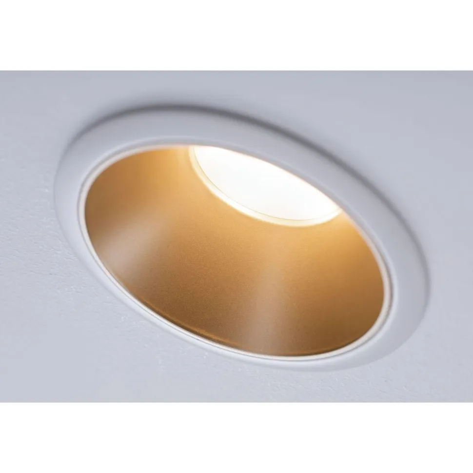 Upotettava LED-valaisin Paulmann Cole Coin, IP44, Ø88mm, 6W, 470lm, 2700K, himmennettävä, valkoinen/kulta