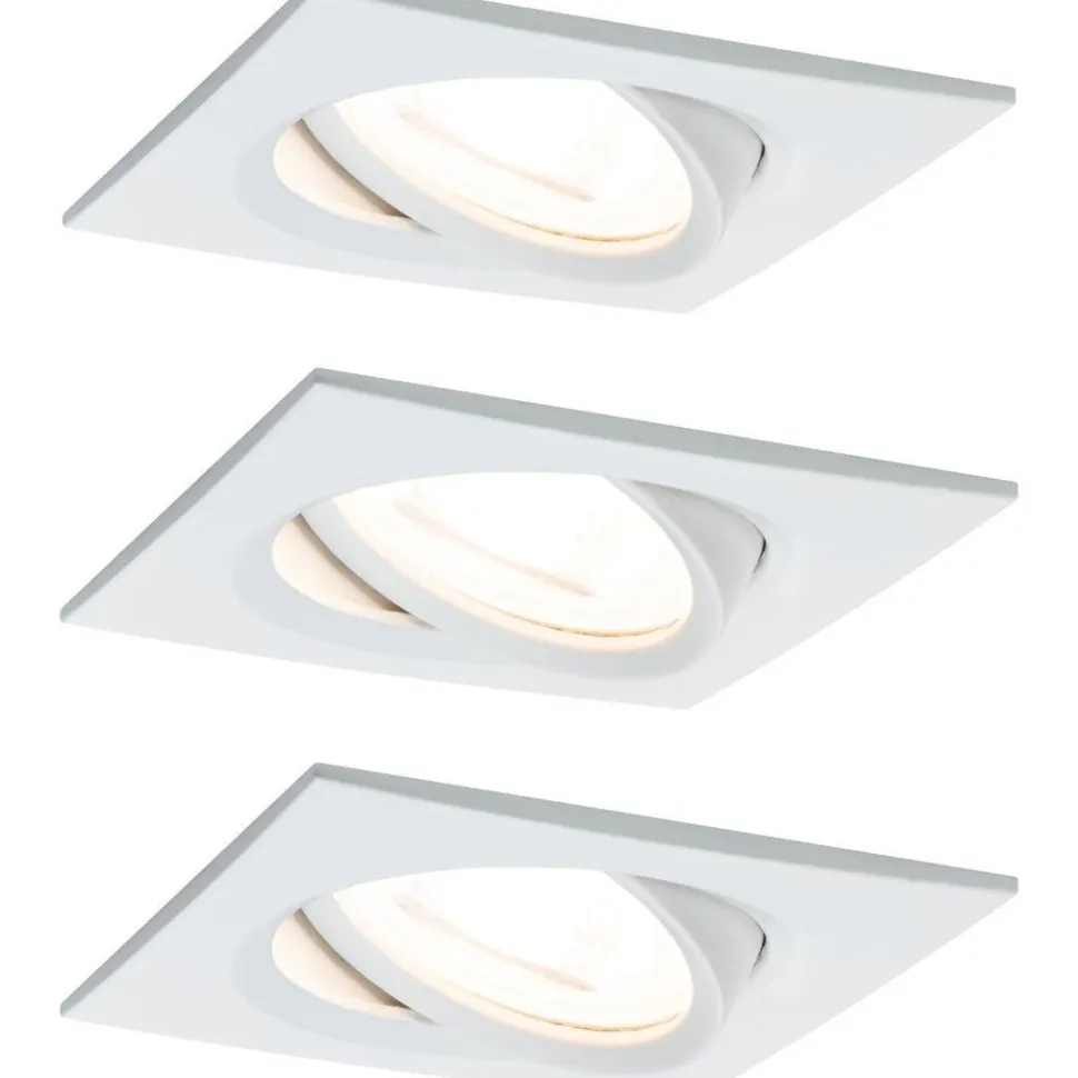 Upotettava LED-valaisin Paulmann Nova Coin, 3kpl, 84x84mm, 6W, 470lm, 2700K, mattavalkoinen