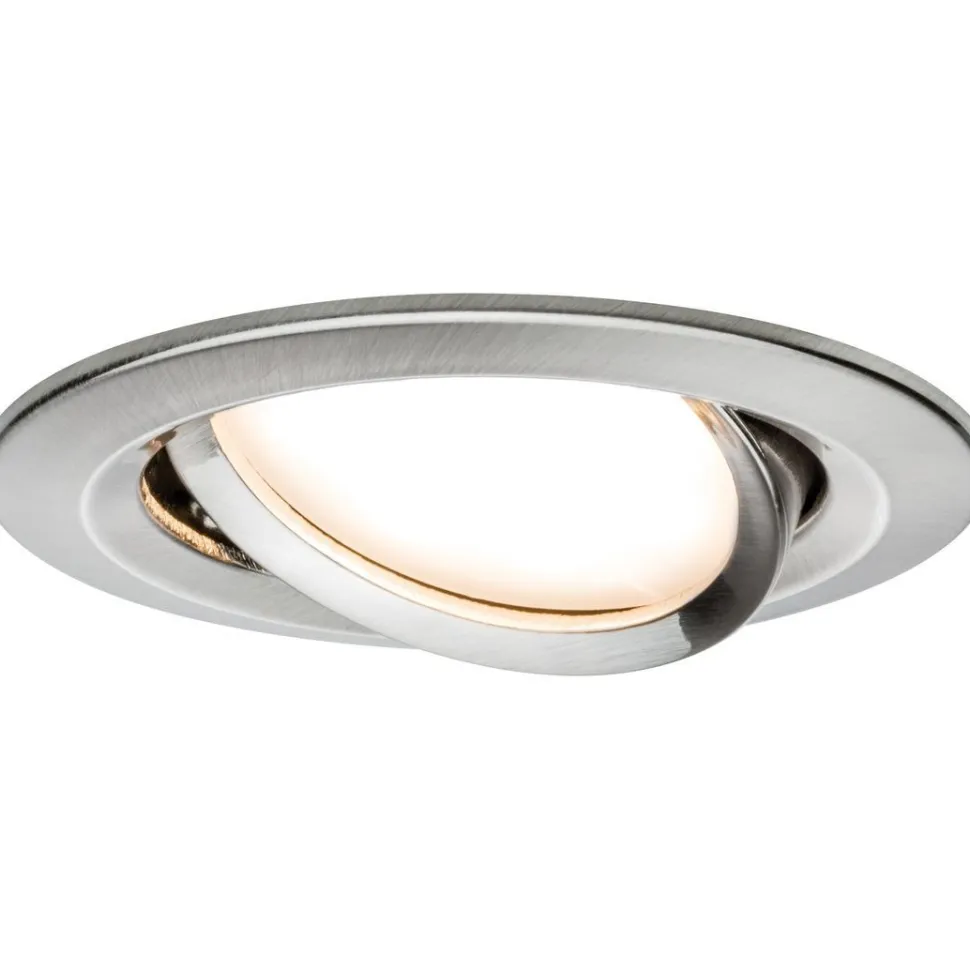 Upotettava LED-valaisin Paulmann Nova Coin, Ø84mm, 6W, 470lm, 2700K, himmennettävä, harjattu rauta