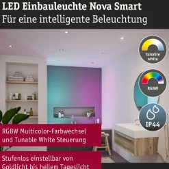 Upotettava LED-valaisin Paulmann Nova Coin, pyöreä, IP44, 78mm, RGBW+, 3x6W, 3x500lm, 230V, alumiini