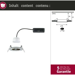 Upotettava LED-valaisin Paulmann Nova Coin, pyöreä, IP44, 78mm, 6W, 530lm, 230V, säädettävä värilämpötila, alumiini
