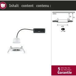 Upotettava LED-valaisin Paulmann Nova Coin, pyöreä, IP44, 78mm, 6W, 530lm, 230V, säädettävä värilämpötila, alumiini