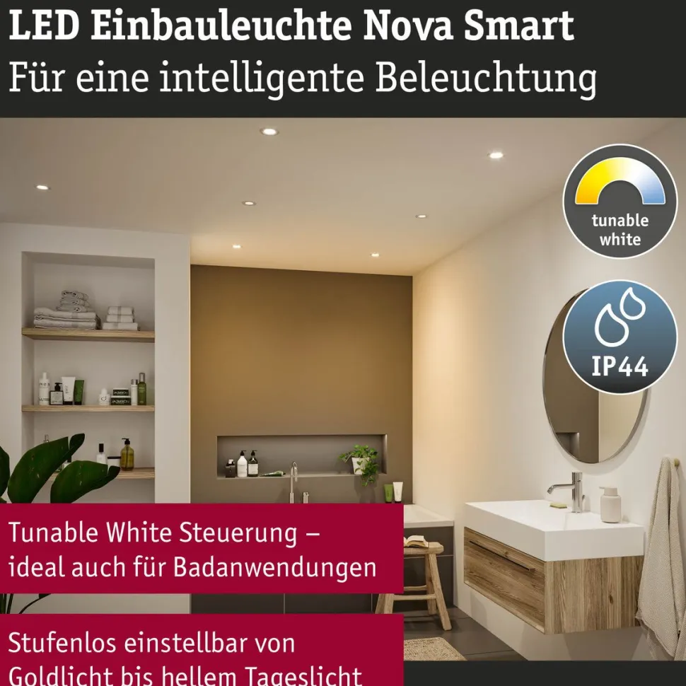 Upotettava LED-valaisin Paulmann Nova Coin, pyöreä, IP44, 78mm, 3x6W, 3x530lm, 230V, säädettävä värilämpötila