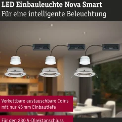 Upotettava LED-valaisin Paulmann Nova Coin, pyöreä, 84mm, 50°, RGBW+, 6W, 500lm, 230V, alumiini