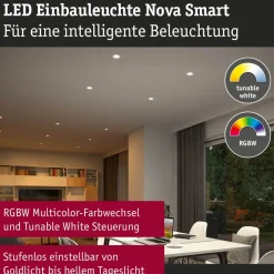 Upotettava LED-valaisin Paulmann Nova Coin, pyöreä, 84mm, 50°, RGBW+, 6W, 500lm, 230V, alumiini