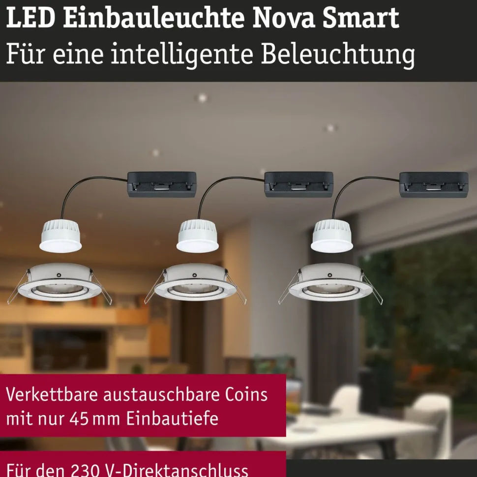 Upotettava LED-valaisin Paulmann Nova Coin, pyöreä, 84mm, 50°, RGBW+, 3x6W, 3x500lm, 230V