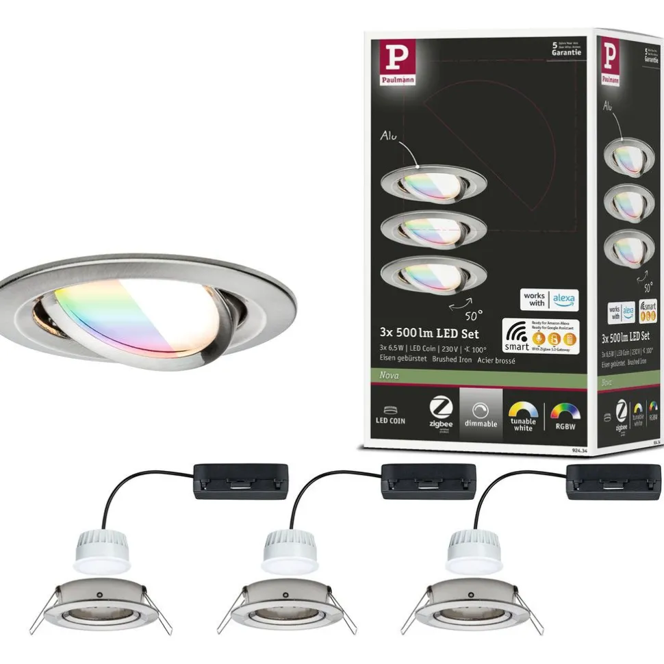 Upotettava LED-valaisin Paulmann Nova Coin, pyöreä, 84mm, 50°, RGBW+, 3x6W, 3x500lm, 230V