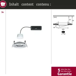 Upotettava LED-valaisin Paulmann Nova Coin, pyöreä, 84mm, 50°, RGBW+, 3x6W, 3x500lm, 230V