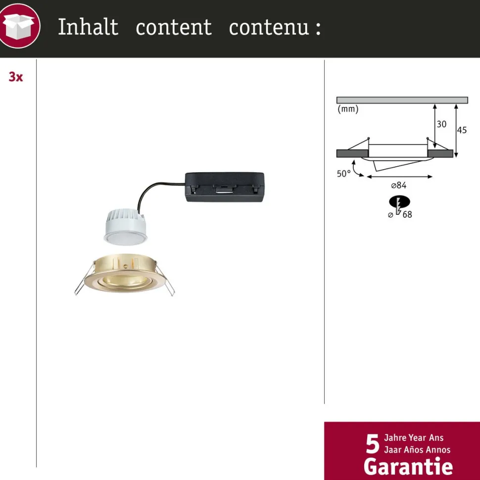 Upotettava LED-valaisin Paulmann Nova Coin, pyöreä, 84mm, 50°, RGBW+, 3x6W, 3x500lm, 230V